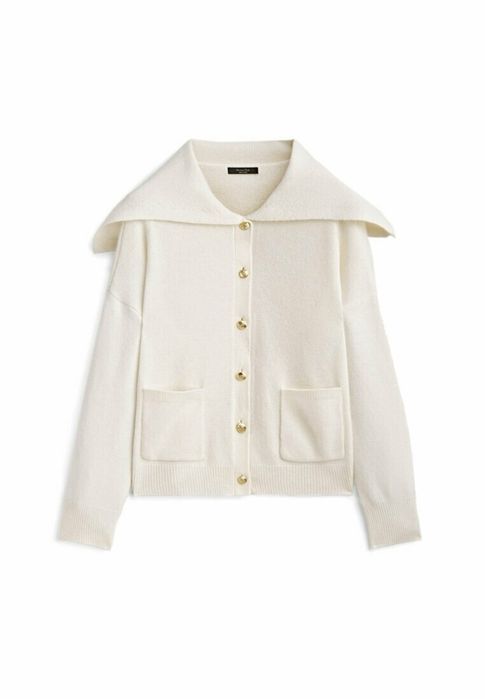 Massimo Dutti wełniany marynarski kardigan wełna Kaszmir złote guziki