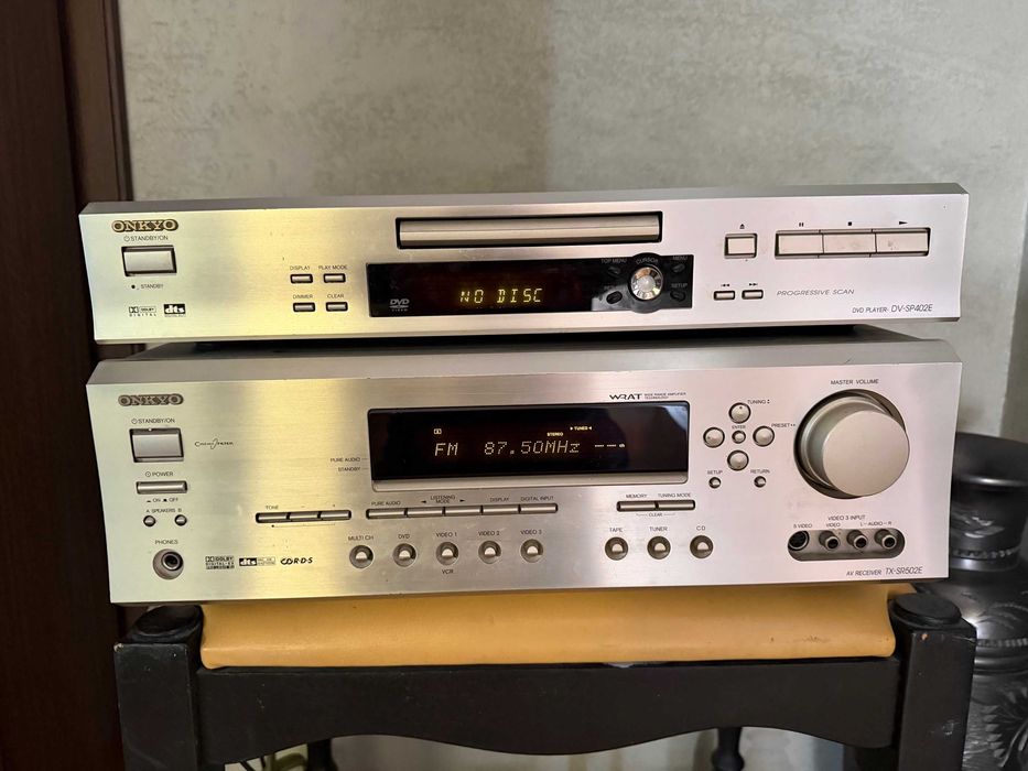 Onkyo TX-SR502e + DV-SP402e zestaw + Kolumny gratis,bez pilotów
