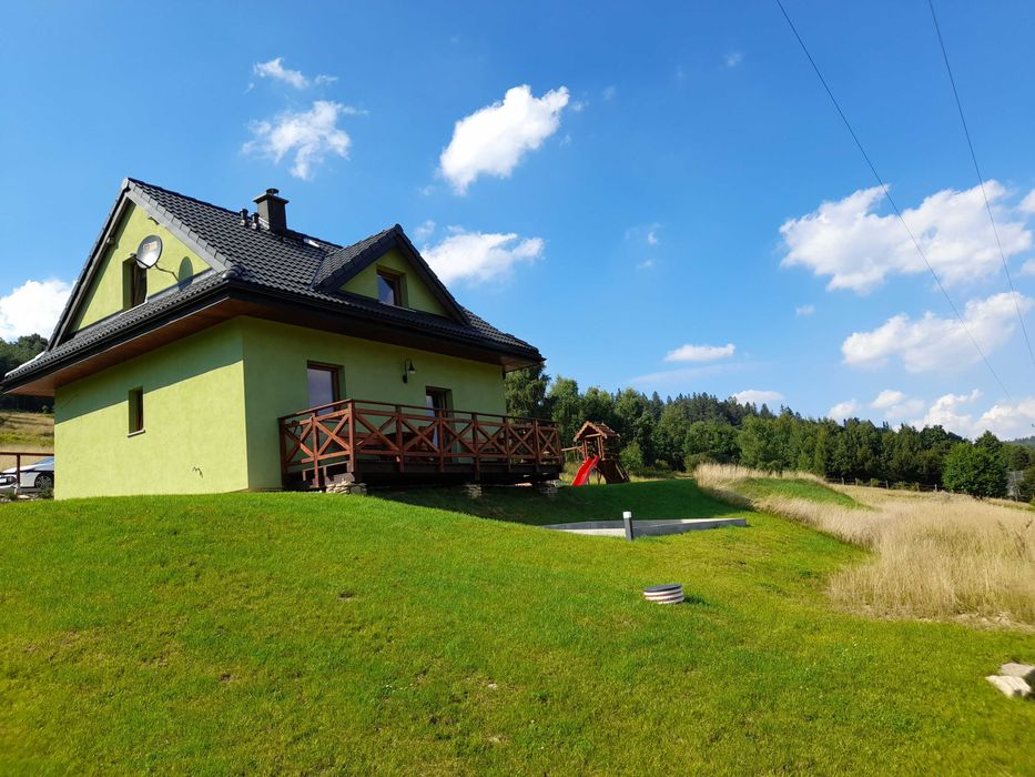Domek w górach, widok, kominek, ognisko- Kamienica, Śnieżnik,