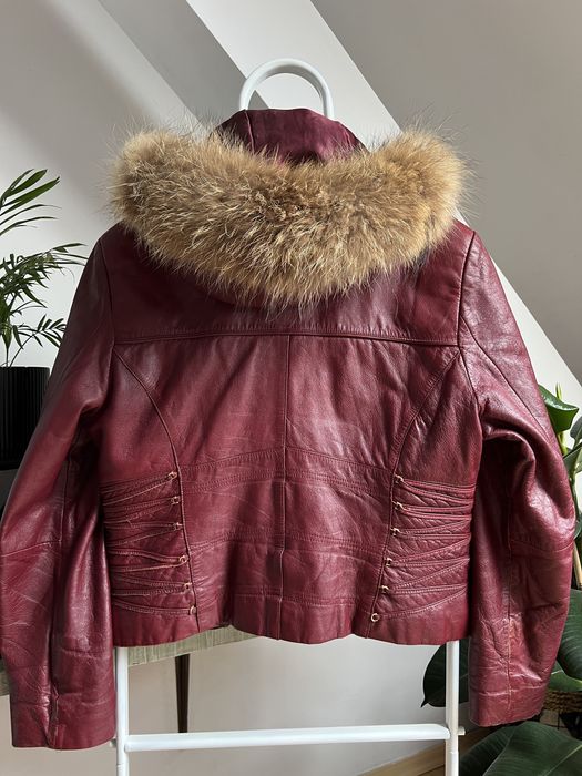 Vintage 2000s Baby Phat leather fur jacket kurtka z futerkiem