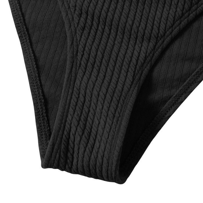 Damski Strój Kąpielowy Bikini Dwuczęściowy Wysoki Stan Czarne M