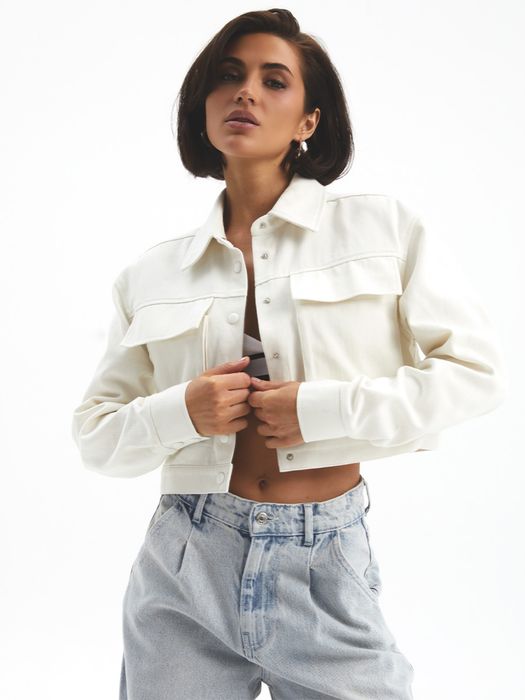 Біла, шкіряна куртка, белая, кожаная куртка, рубашка, короткая,сорочка