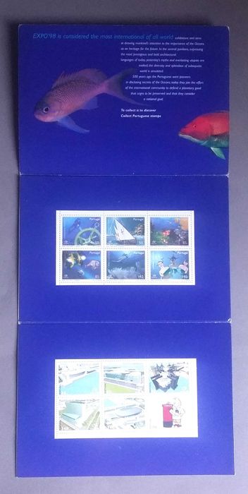 Mini carteira com 2 blocos de Selos Expo 98