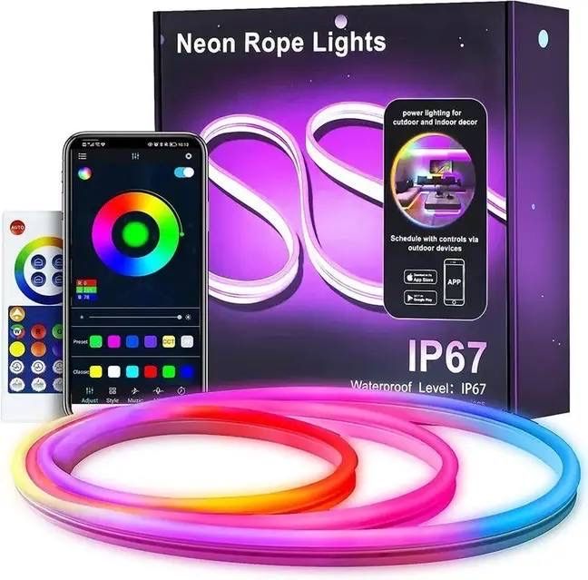 Умна гнучка LED Neon RGB лента 2м • Керування з телефону та пульта