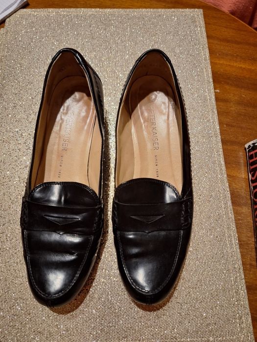 Buty mokasyny czarne, skóra, wygodne, firmy Peter Kaiser