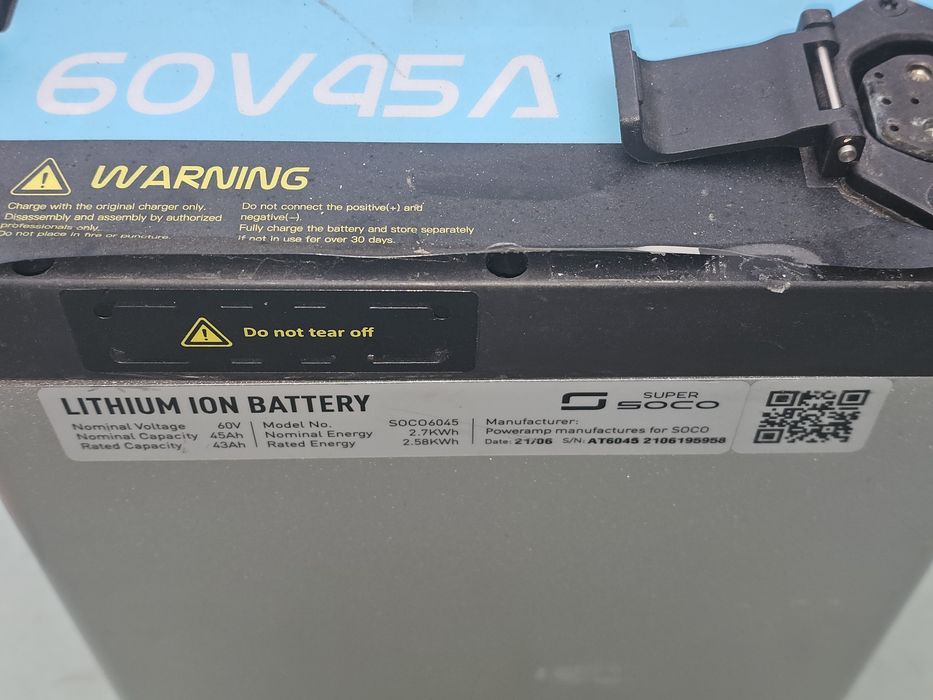 Літієвий акумулятор Super SOCO 60V 45А*год 2,70 кВт*год Lithium LI-ion