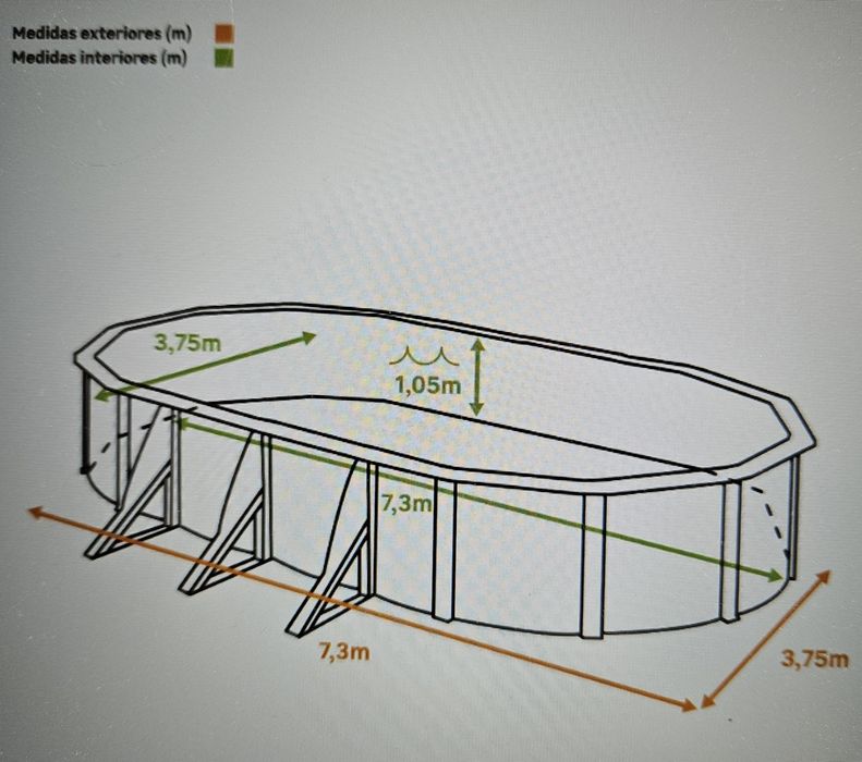 Piscina oval desmontável 7.3x3.6m (SEMI NOVA!)
