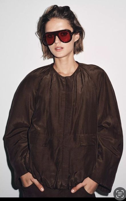 Шоколадний бомбер куртка zara zw collection limited edition