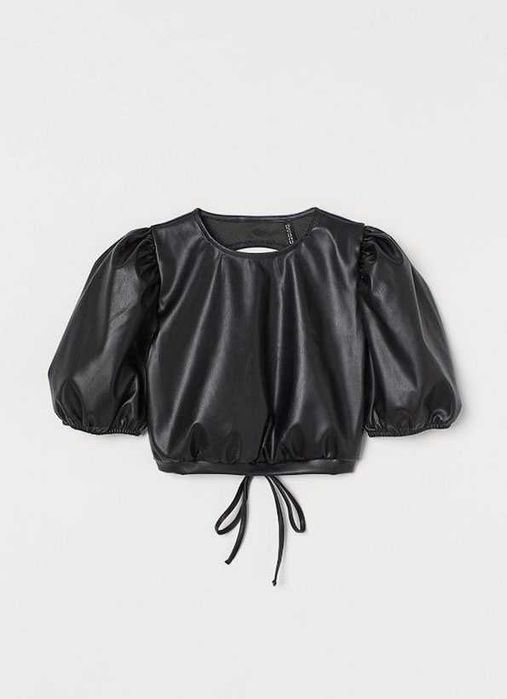 Шкіряний Топ Блуза H&M відкритий ззаду Корсет кожа М кожаный Футболка