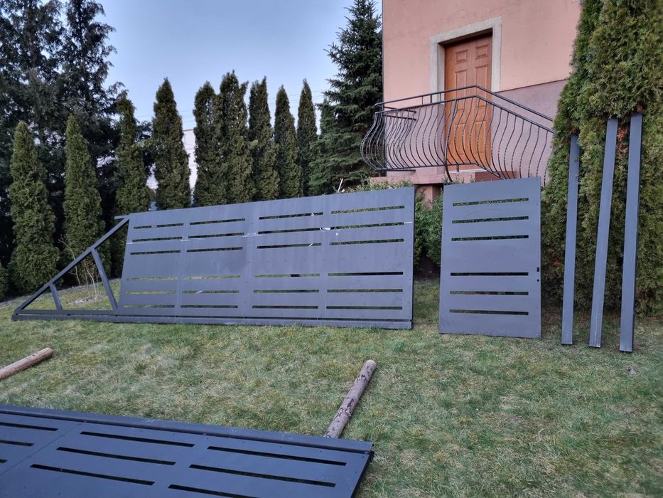 Brama Fasadowa, przesuwna, wjazdowa, 6m, nowa kompletna +FURTKA