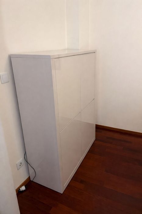 Conjunto móveis sala lacado branco + mesa extensível + chaise