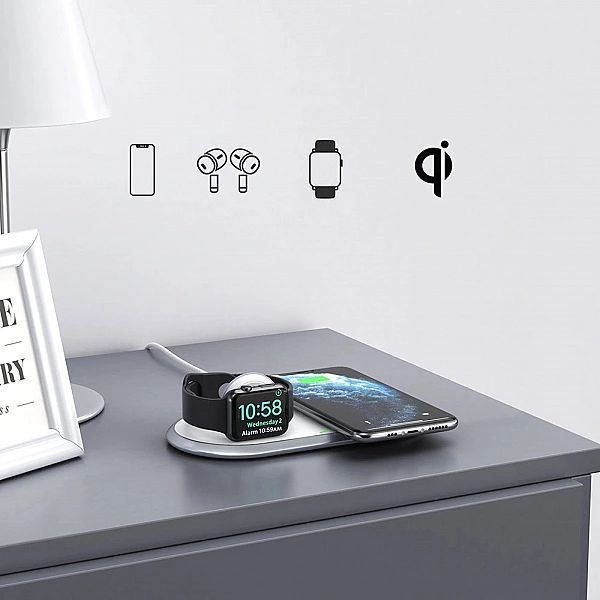 Choetech ładowarka bezprzewodowa Qi 2w1 do smartfonów / Apple Watch ze