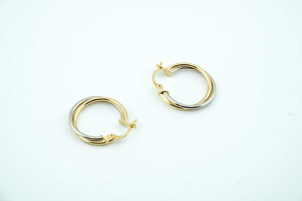 Wspaniałe złote kolczyki kółeczka koła z łączonego złota 585 19mm