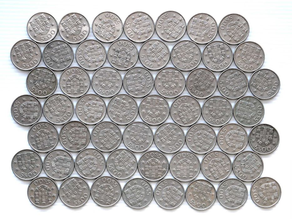 Lote de 55 Moedas 5 Escudos 1980