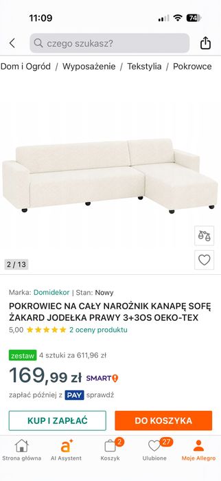 Pokrowiec na kanapę narożną