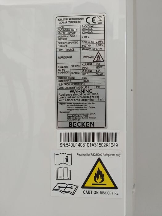AC portátil 12.000 btu