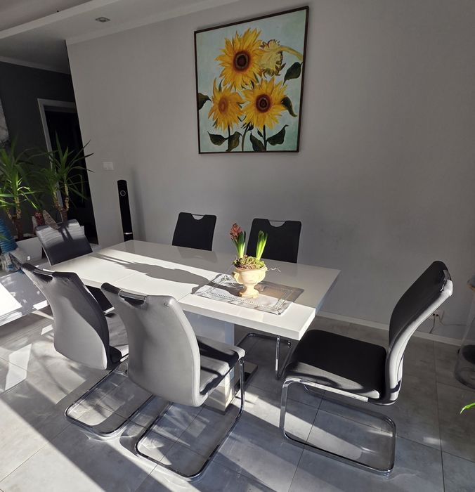 Stół biały połysk plus 6 krzeseł