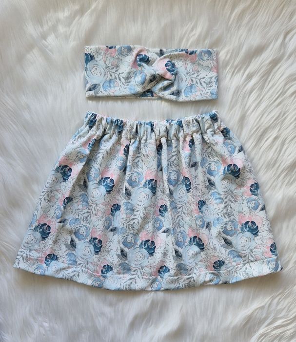 Spódniczka opaska 104 hand made kwiaty szyte nowy komplet