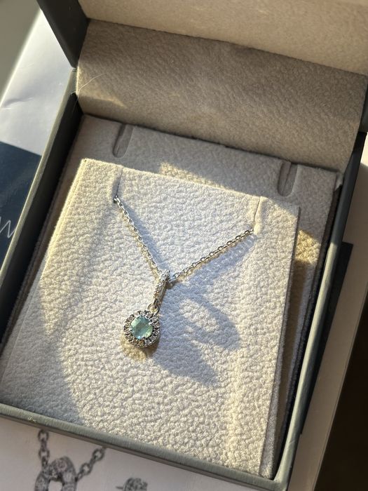 Zawieszka szmaragd diamenty białe złoto 585