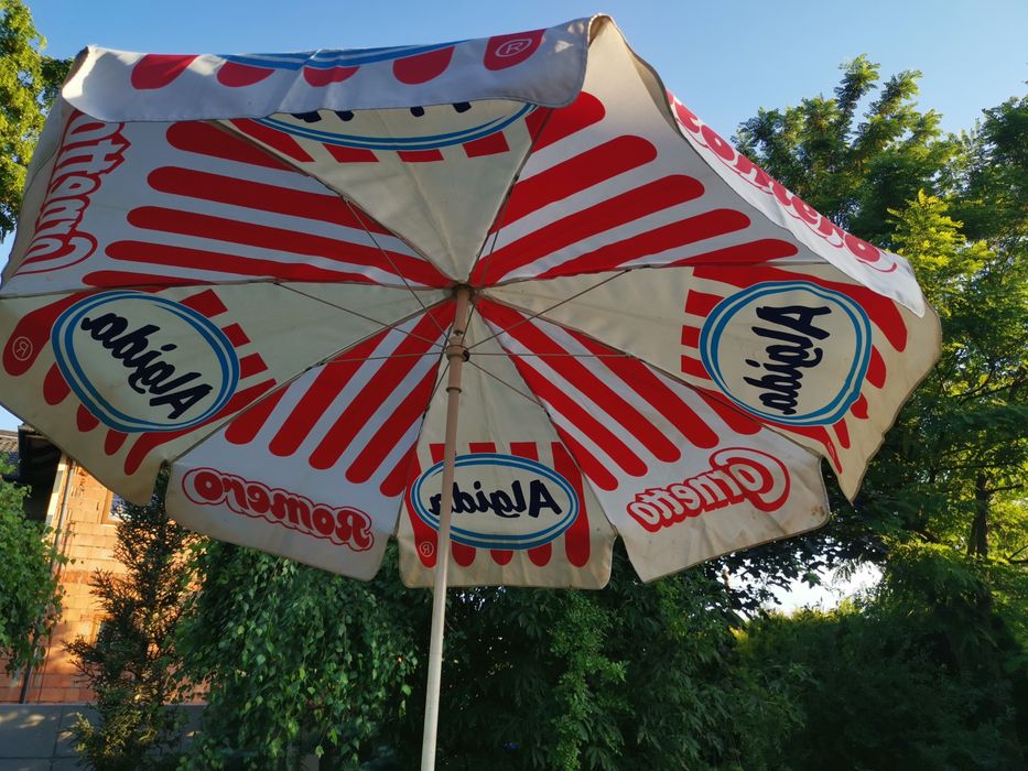 Parasol Ogrodowy , parasol plażowy - retro ALGIDA Romero Cornetto 180 cm – Sprawny!
