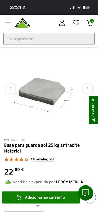 2 bases para guarda sol 25kg