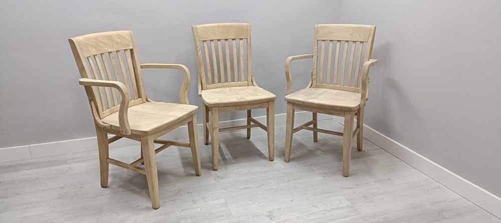 Dębowe masywne krzesła z podłokietnikiem do malowania 50sxt