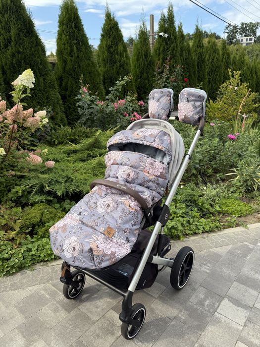 Коляска Cybex Balios S Lux Silver 2 в 1 Stone Grey Чохол для ніжок, муфти, дощовик , москітна сітка