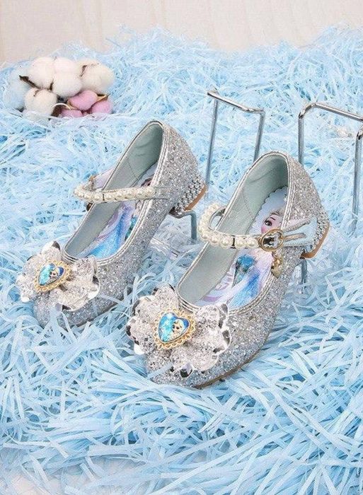 Туфлі принцеси Ельзи на каблуку з перлинами, білі 28 розмір, 18см