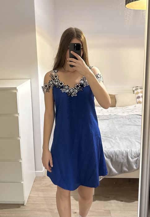 Nowa niebieska Sukienka z odzianymi ramiączkami w rozmiarze M 38