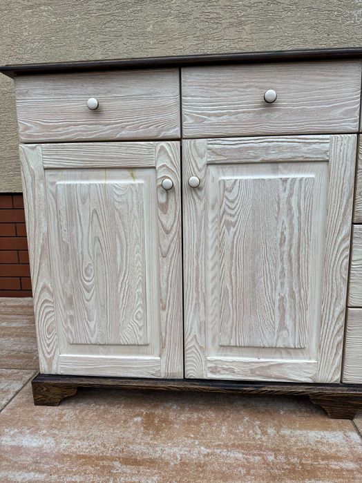 szafka drewniana komoda długa stylowa biała szafa witryna kredens stół