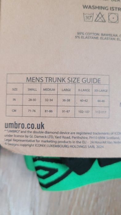 Bokserki męskie Umbro 4 x 2 pack rozmiar M nowe