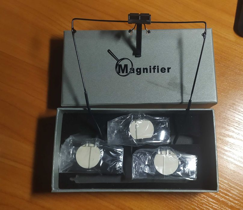 Okulary kosmetyczne powiększające, nowe, lupa, wymienne soczewki