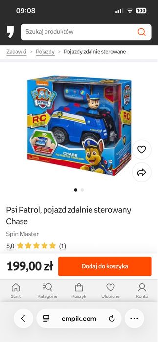 Zdalnie sterowany samochód  Psi Patrol Chase