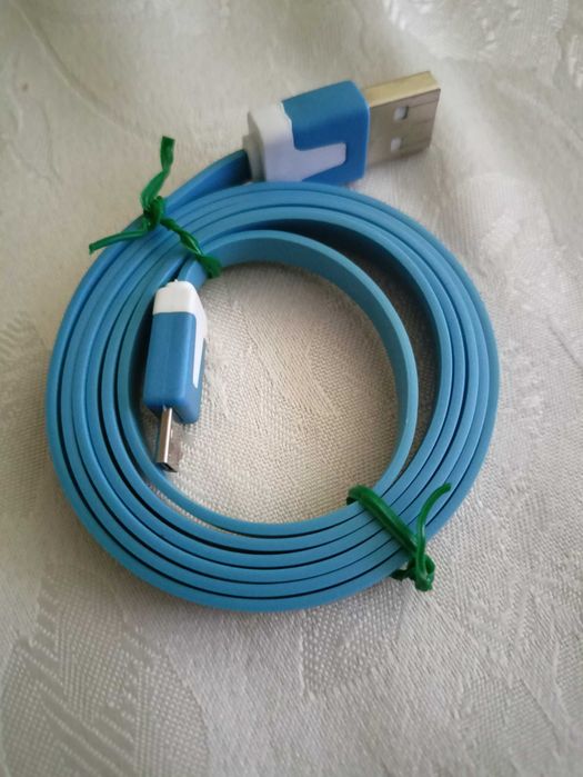 Kabel micro USB płaski 1M - niebieski