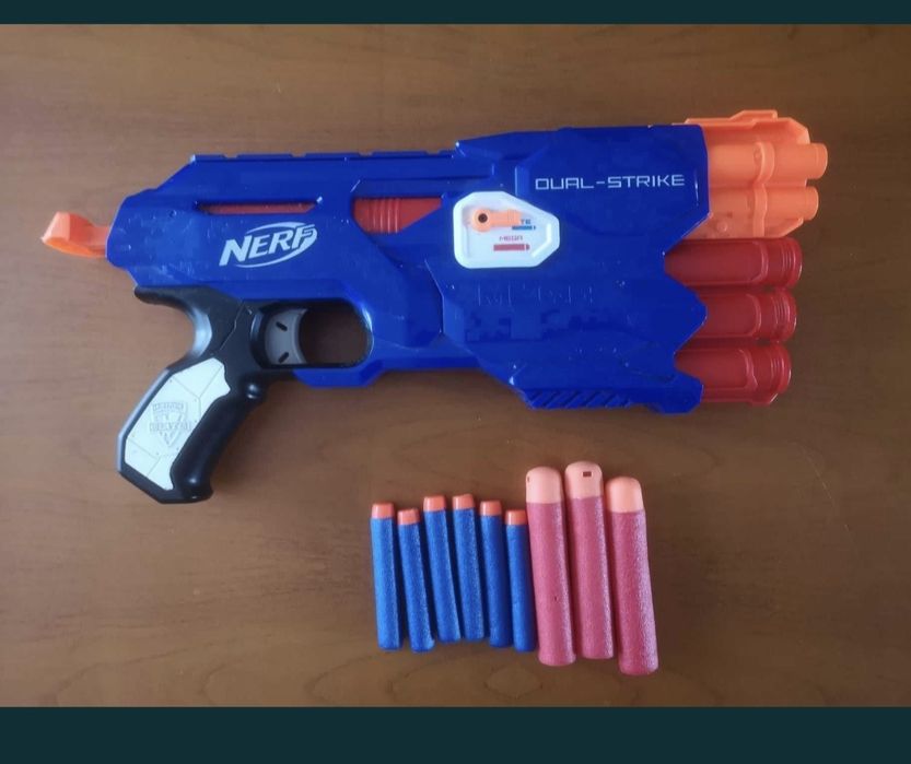NERF, Dual Strike, wyrzutnia 3+3 strzałki elite oraz 3 strzałki mega