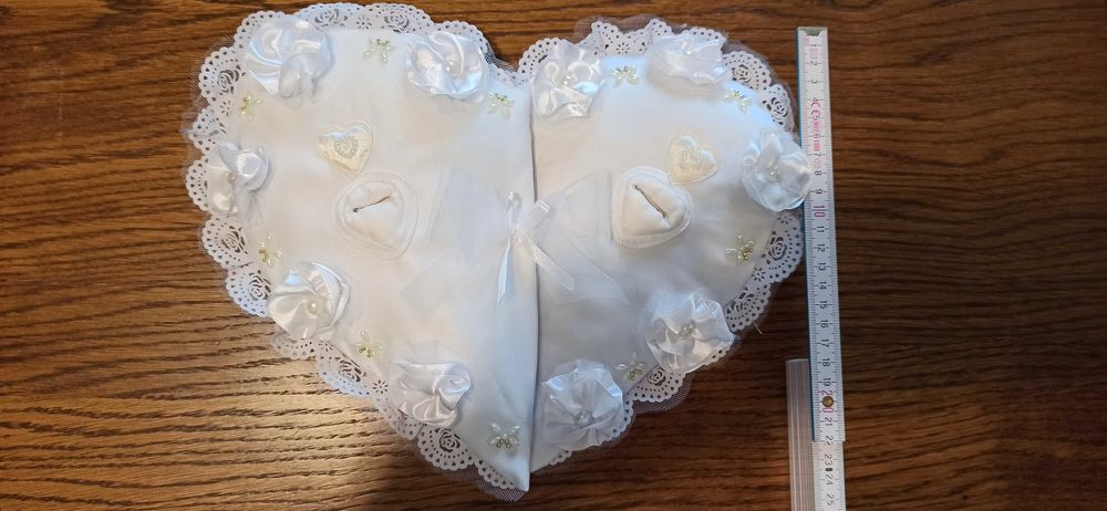 Ozdoby ślubne ręcznie robione- Poduszka na obrączki