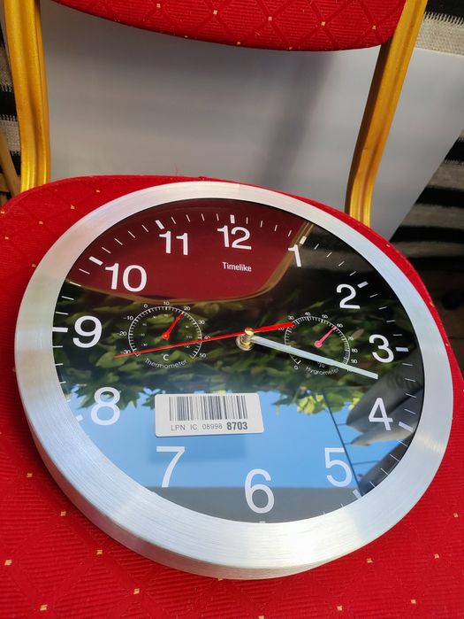Zegar ścienny na ścianę analogowy z higrometr termometr HOMSFOU cyfro