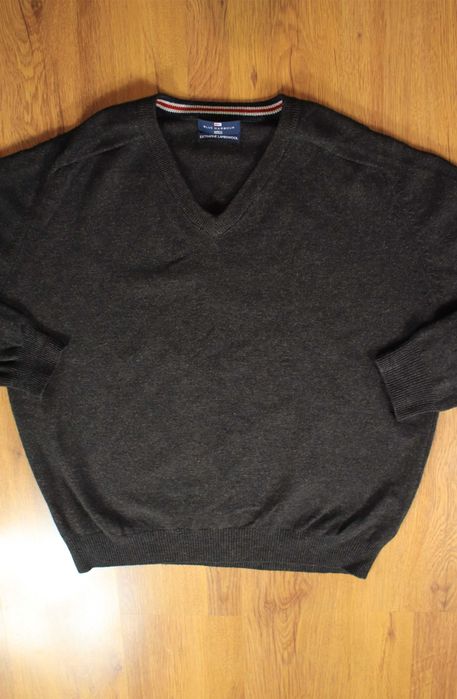 Sweter Blue Harbour r. XL szary męski dekolt V wełniany