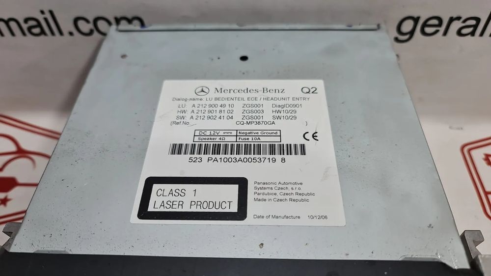 Auto Rádio Mercedes Class E W 212 A2129024104 Original