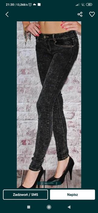 Nowe spodnie jeans wstawki ze skóry S