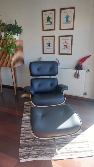 Cadeirão Charles Eames + Ottoman (Réplica)
