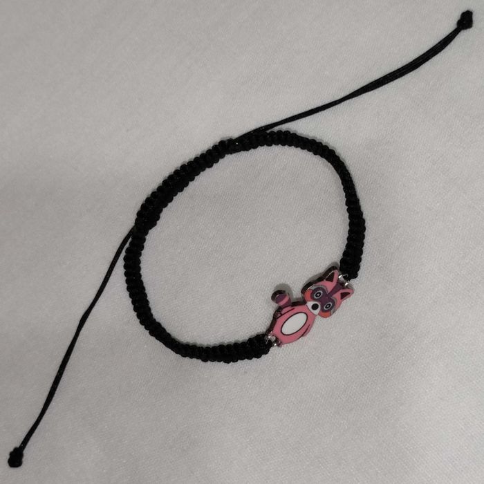 B183 Bransoletka Szop pracz makrama pleciona Handmade Rękodzieło