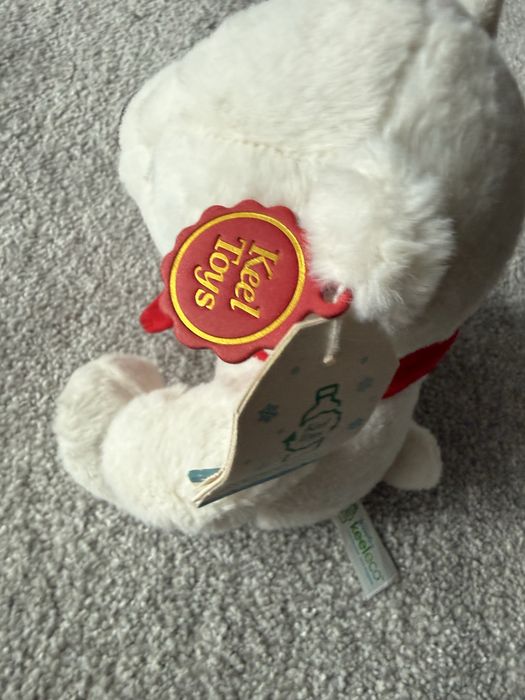 Keel toys мишка белый в красном шарфике новый