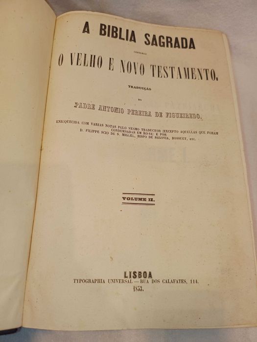 Bíblia Sagrada Velho e Novo Testamento 1853