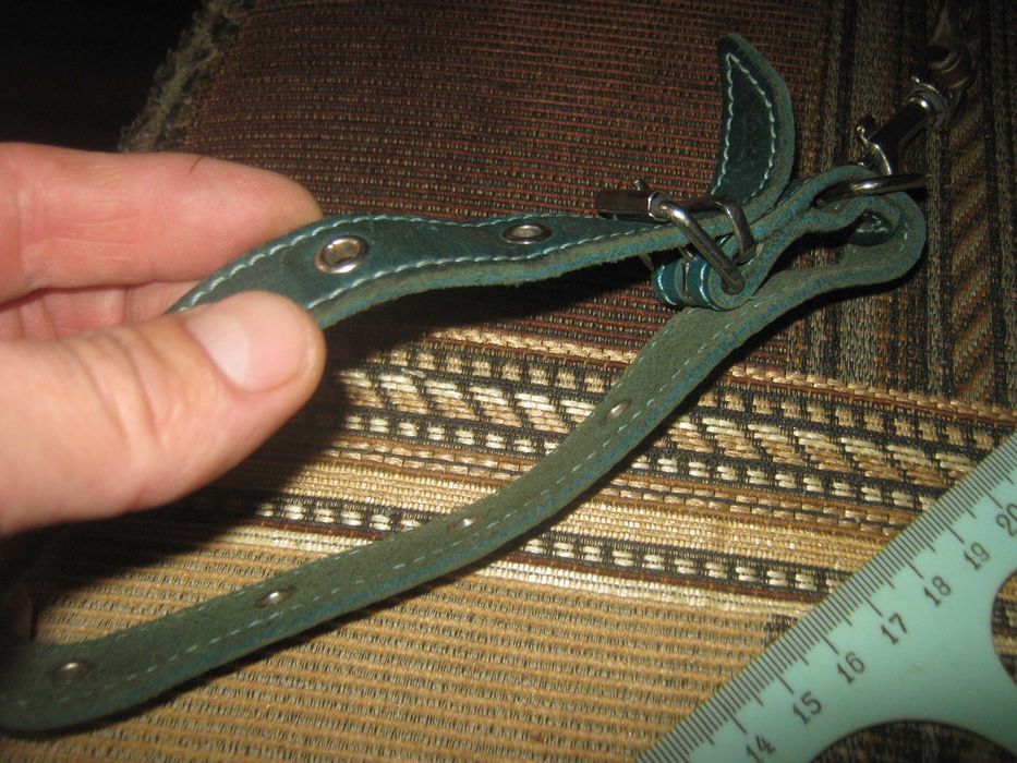 Кожаный поводок с кожаным ошейником