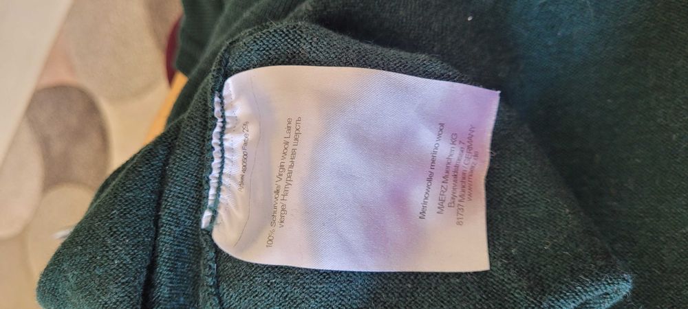 Ciemnozielony męski sweter wełna merino Maerz Muenchen,roz 56