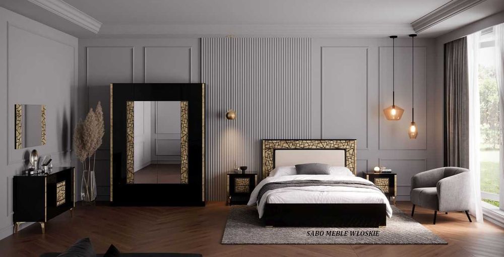 Włoska sypialnia Star czarno-złota