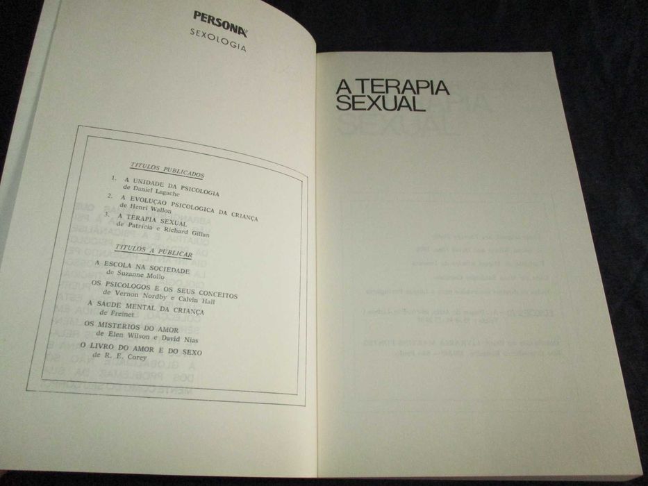 Livro A Terapia Sexual Patricia e Richard Gillan Edições 70