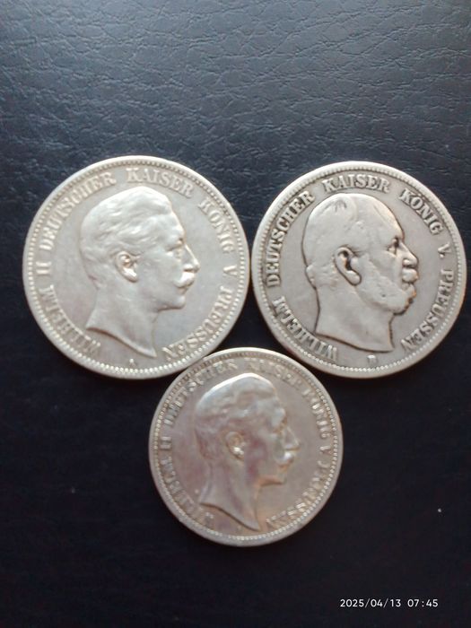 5 та 3 марок, срібло.