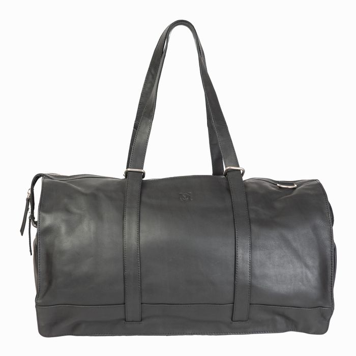 Czarna skórzana torba podróżna